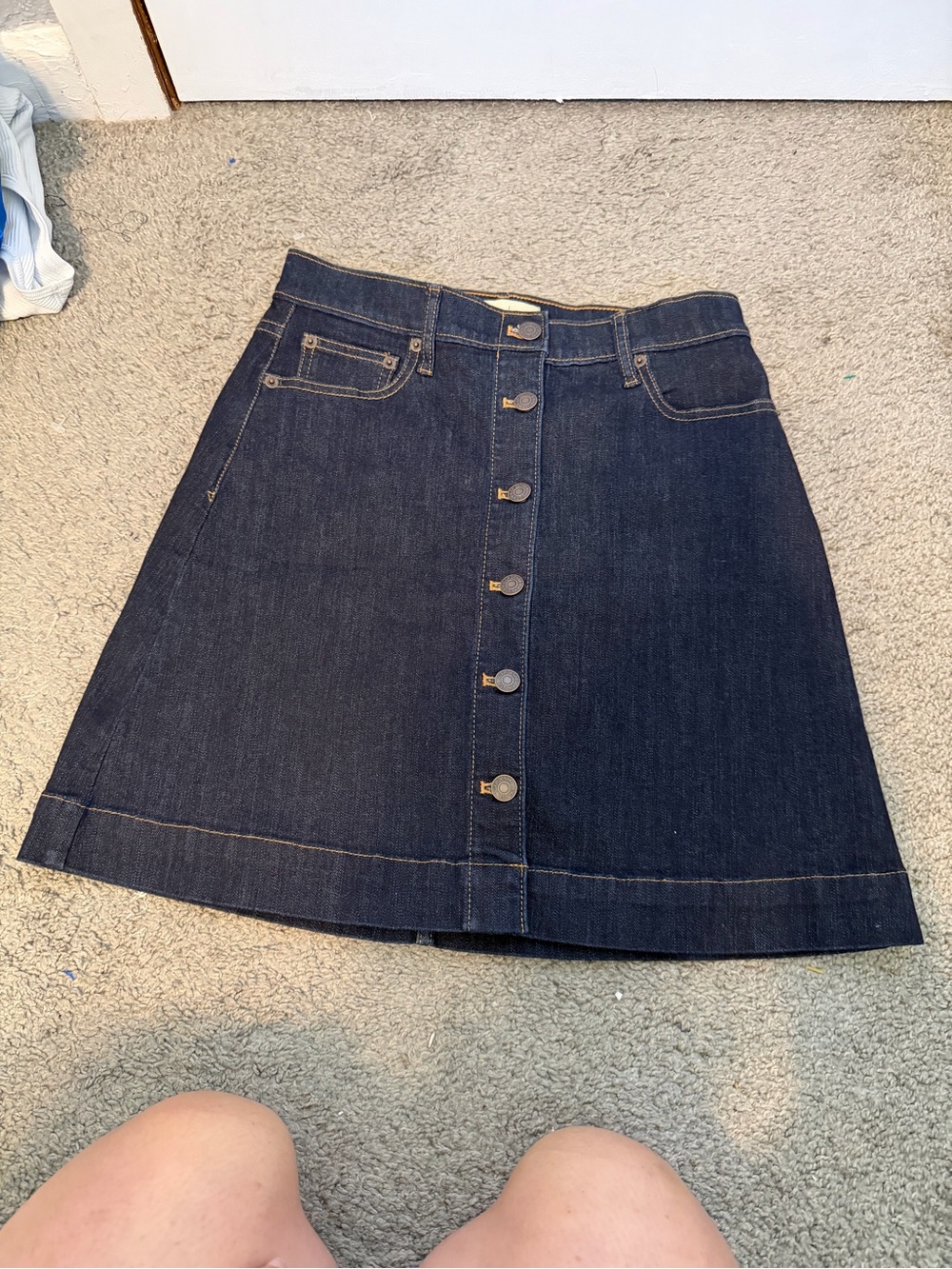 GAP Dark Blue Button-Front A-Line Denim Skirt